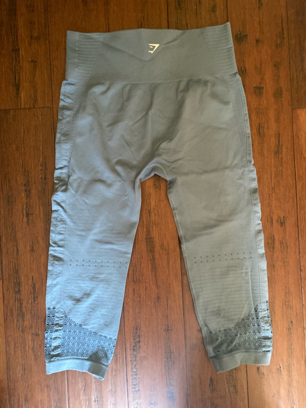 Gymshark green/blue High-Waist Seamless Cropped Leggings